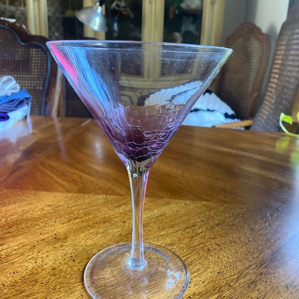 Pier 1 Purple Crackle Martini Glass